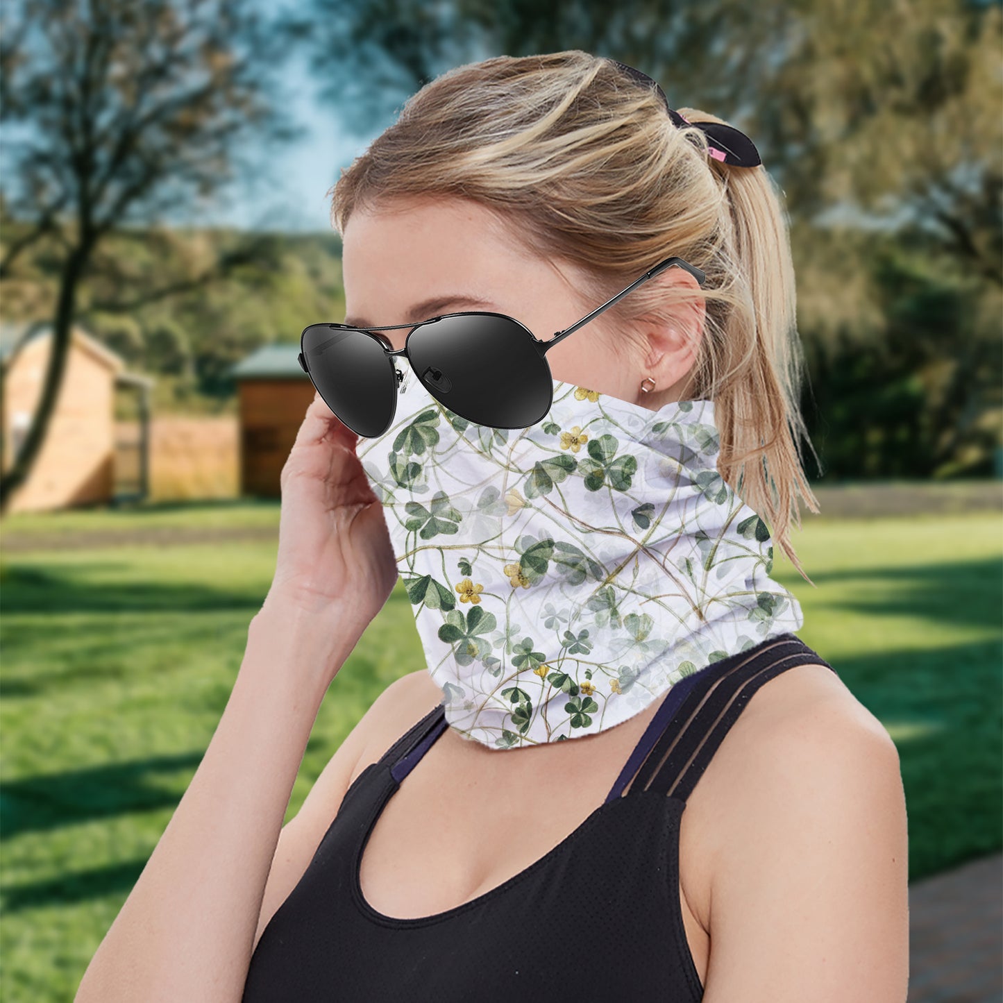Sun Protection Full Neck Gaiter --Tie dye/Plants
