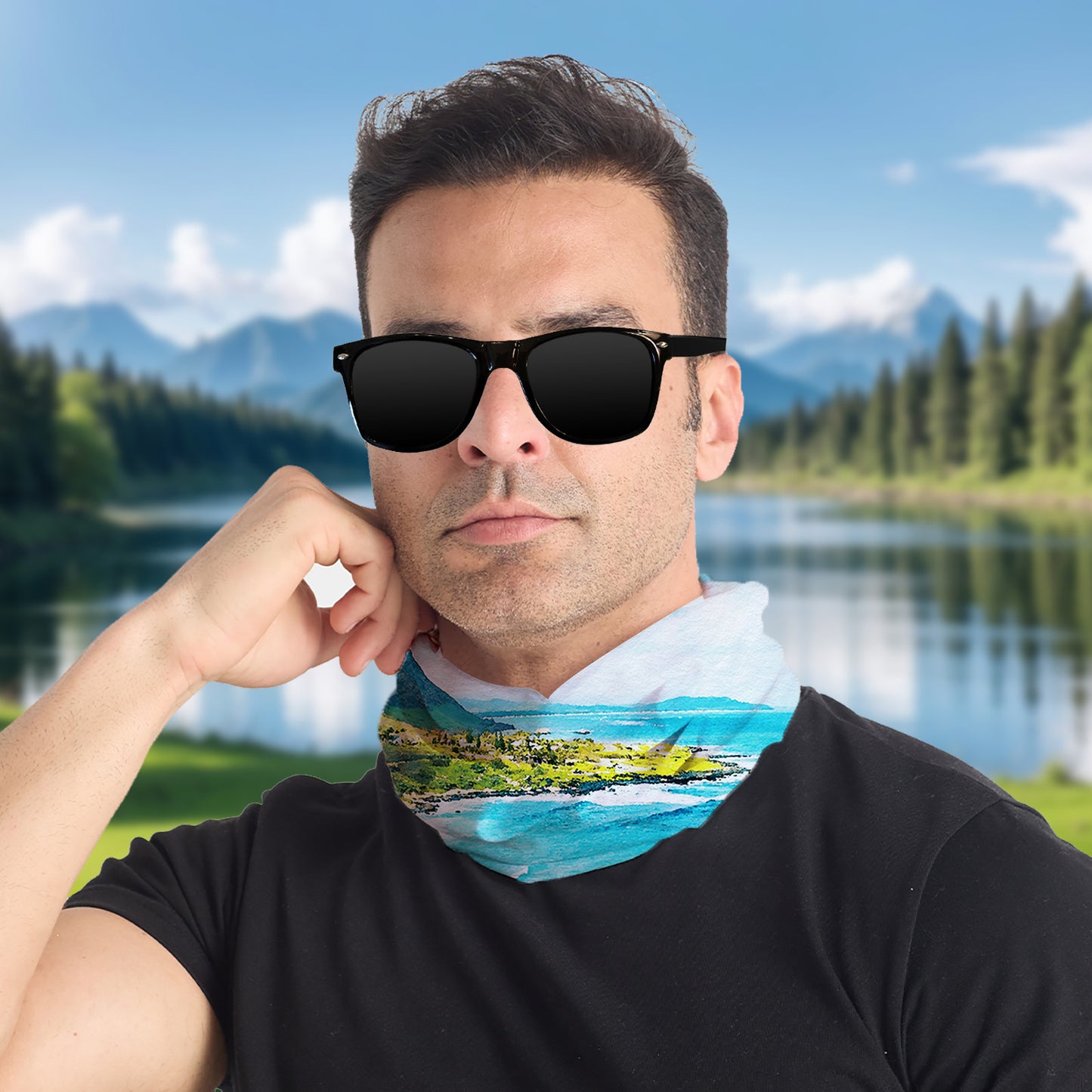 Natural Scenery Print Ice Silk Magic Headscarfs