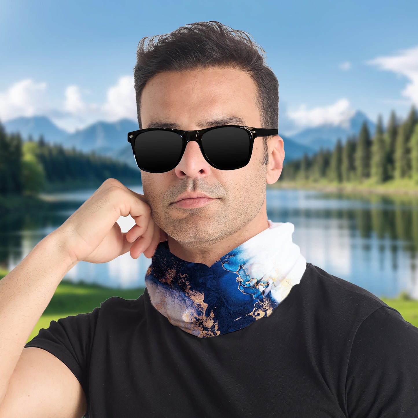 Sun Protection Full Neck Gaiter --Tie dye/Plants
